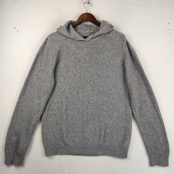 Prana North Loop Hooded Sweater Men’s SZ LG Knitted Gray Organic Cotton Slim - Picture 2 of 16